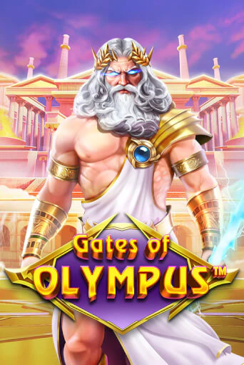 Gates of Olympus tile: a white-bearded Zeus raising his hand before a marble temple