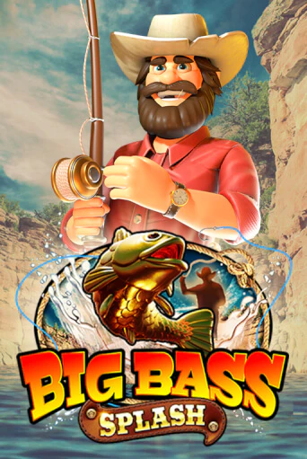 Big Bass Splash tile: a fisherman in a wide straw hat landing a bass on the end of his line
